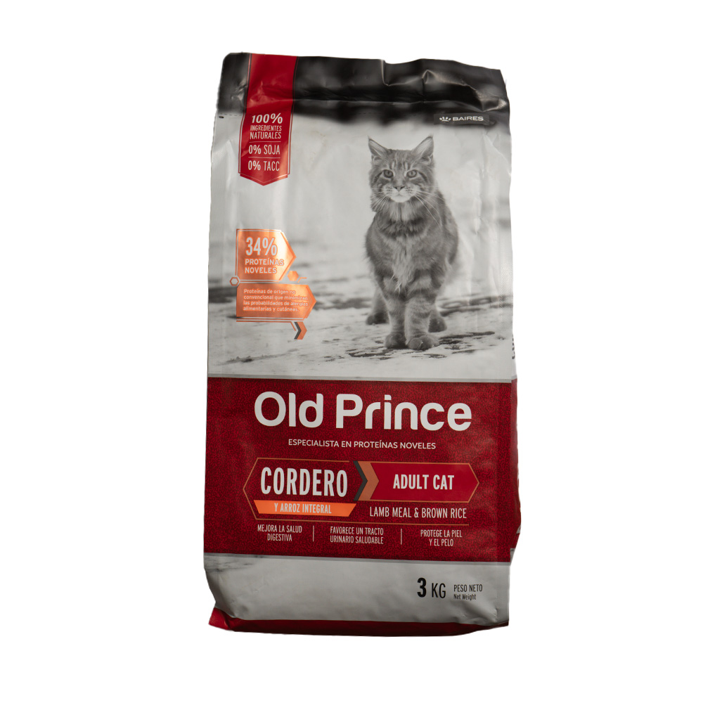 OLD PRINCE NOVELES CORDERO Y ARROZ GATOS ADULTO 3 KG