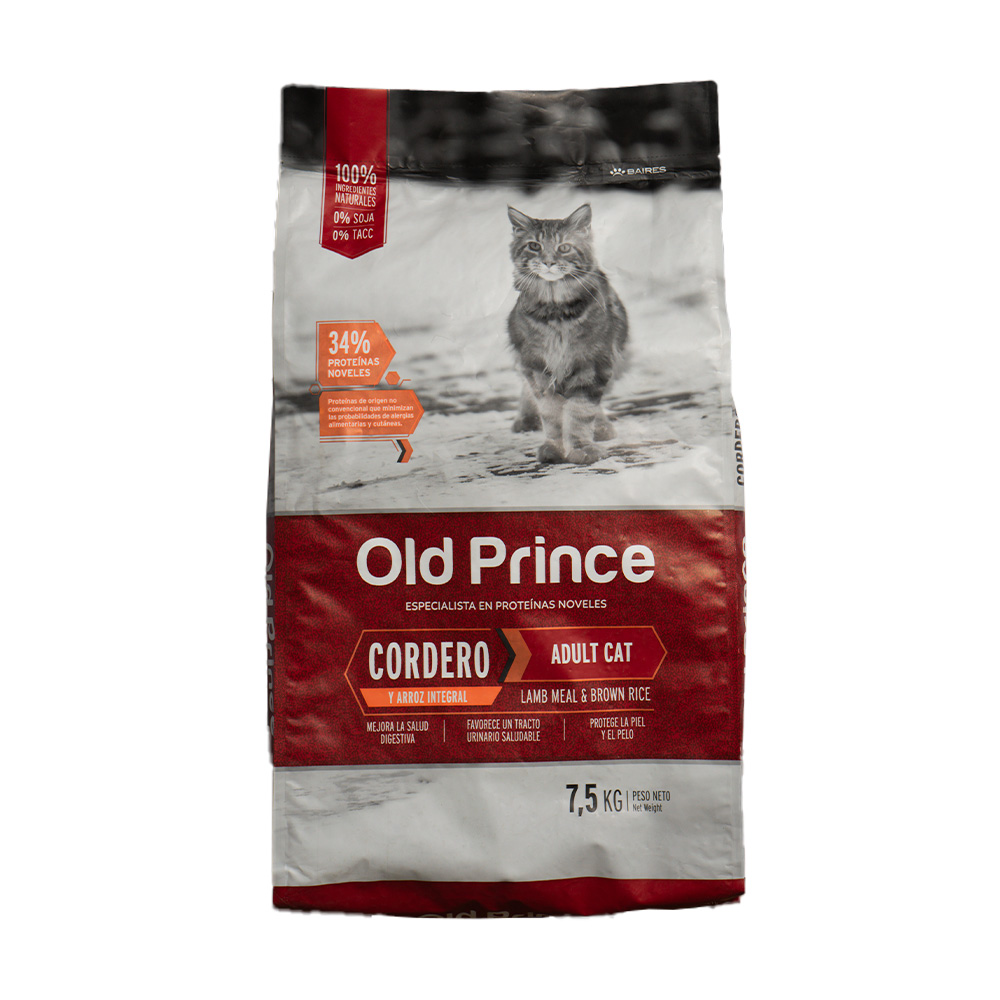 OLD PRINCE NOVELES CORDERO Y ARROZ GATOS ADULTO 7.5 KG