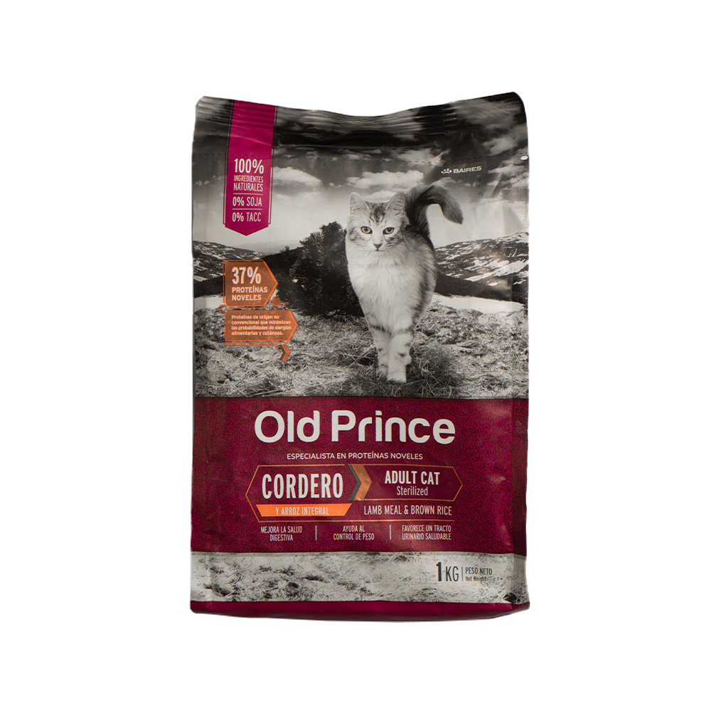 OLD PRINCE NOVELES CORDERO Y ARROZ GATOS ADULTO ESTERELIZADO 1 KG