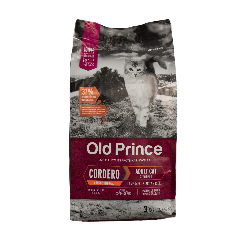 OLD PRINCE NOVELES CORDERO Y ARROZ GATOS ADULTO ESTERELIZADO 3 KG