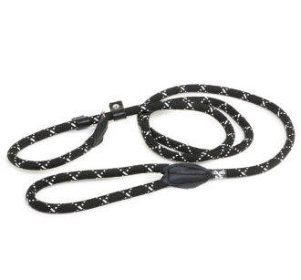 IDC ROPE LEASH Correa de cuerda con collar entrenamiento -Diam.12mm X 1,2mt - NEGRO Fluorescente